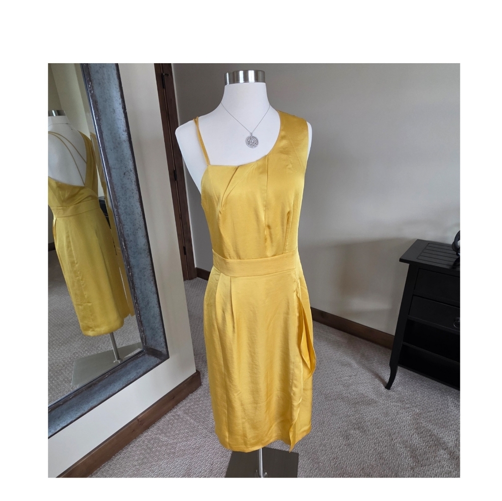 NWT Reiss Sara Asymmetric Yellow Cocktail Dress - Picture 3 of 8
